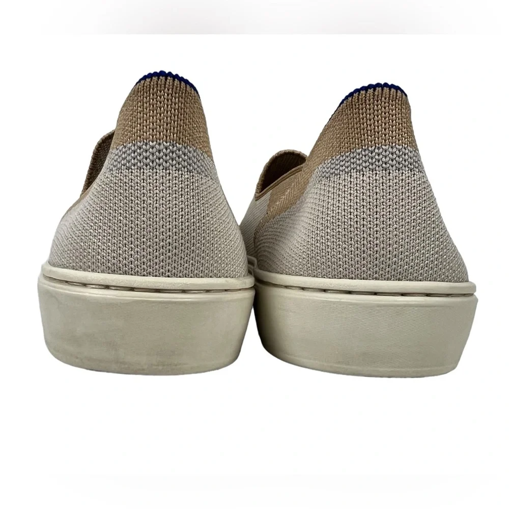 Rothys Womens 8.5 Shoes Birch Stripe Slip On Sneakers Knit Beige Casual Fashion